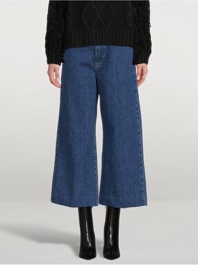 Frame Denim High-Rise Wide-Leg Cropped Jeans Nordic Wash Size 27